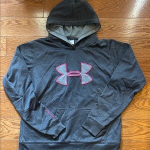 Under Armour Charcoal Hoodie with Magenta Logo